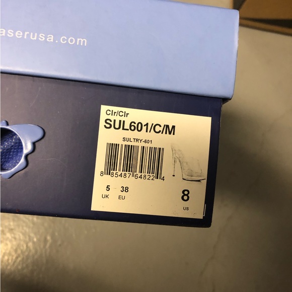 Pleaser Sultry-602 6" Heel, 1" Platform Two-Band Slide Sandal Heel Clear - Picture 5 of 6